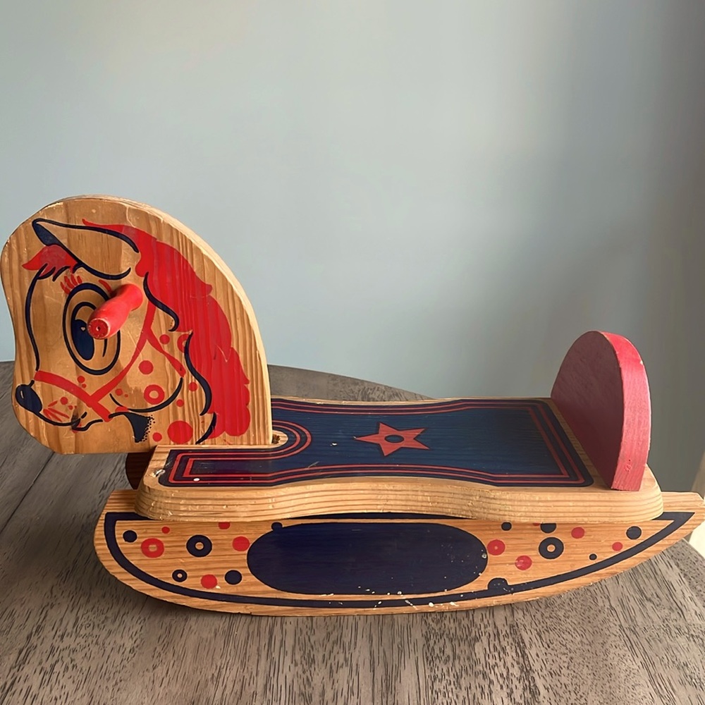 Vintage Toddler Wooden Rocking Horse